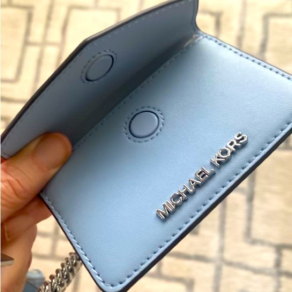 Michael Kors Jet Set Blue 2 In 1 Card Case and Wristlet Clutch MK Signature NWOT - Picture 11 of 12